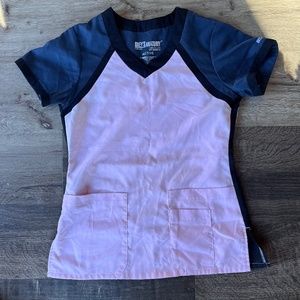 Greys Anatomy: pink and grey scrub top
